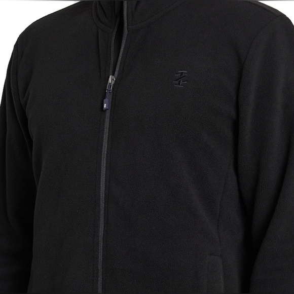 IZOD Men's Full Zip Fleece Lightweight Spring Jacket Black - Picture 3 of 10